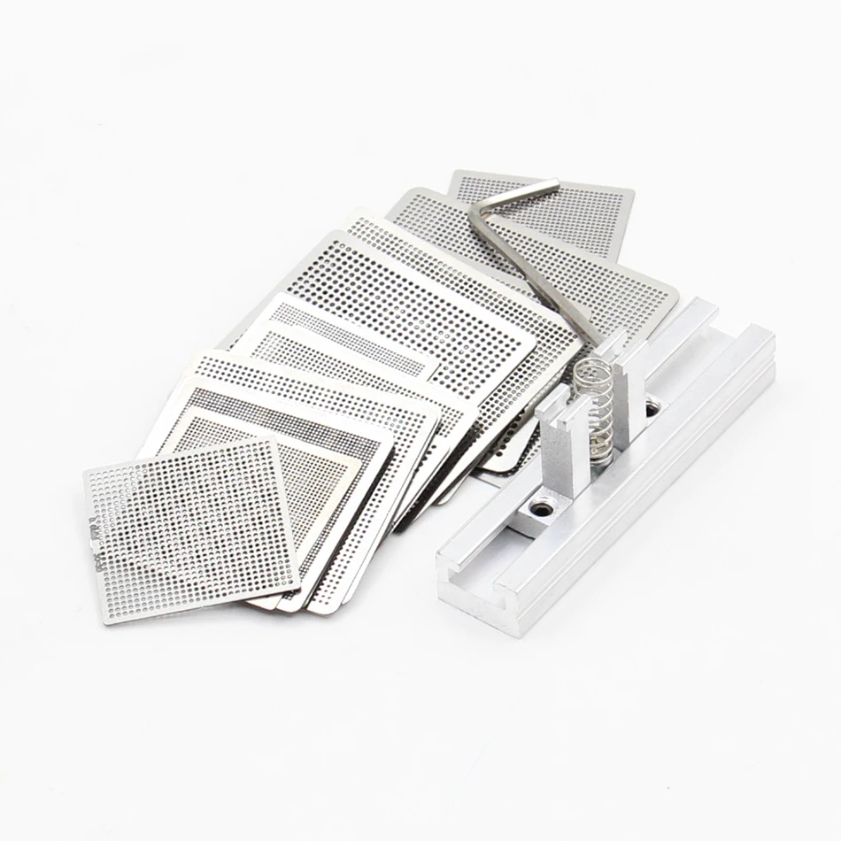 

27pcs BGA Templates Sik tin Fixture Tin solder ball Soldering Tools BGA Reballing Station Jig Kit