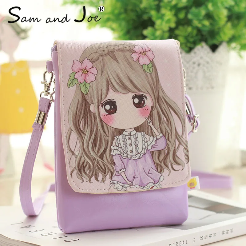 2019 New Cartoon Print Women Messenger Bags PU Leather Female Shoulder Bags Purse and Handbags Girls Children Mini Crossbody Bag cartoon print drop shoulder hoodie