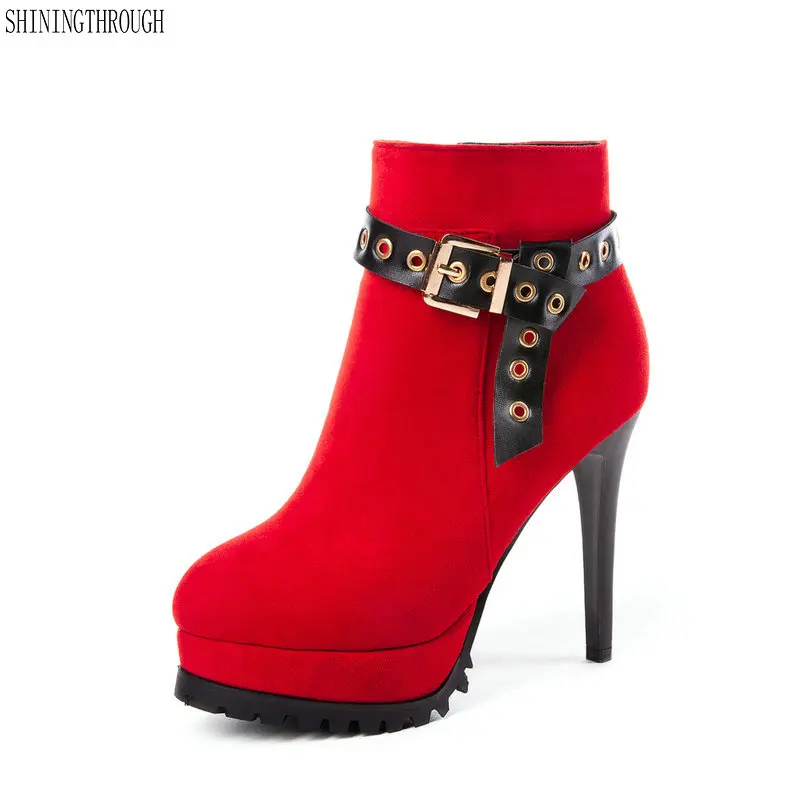 

New 11cm super high heels platform wedding shoes women ankle boots ladies autumn winter boots party dress shoes woman size 43