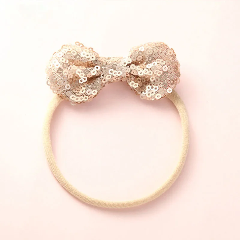 #15Fashion Shiny Baby Girl Nylon Elastic Headband Mini Ring Lace Bowknot Headdress Solid Color Newborn Baby Princess Headwear
