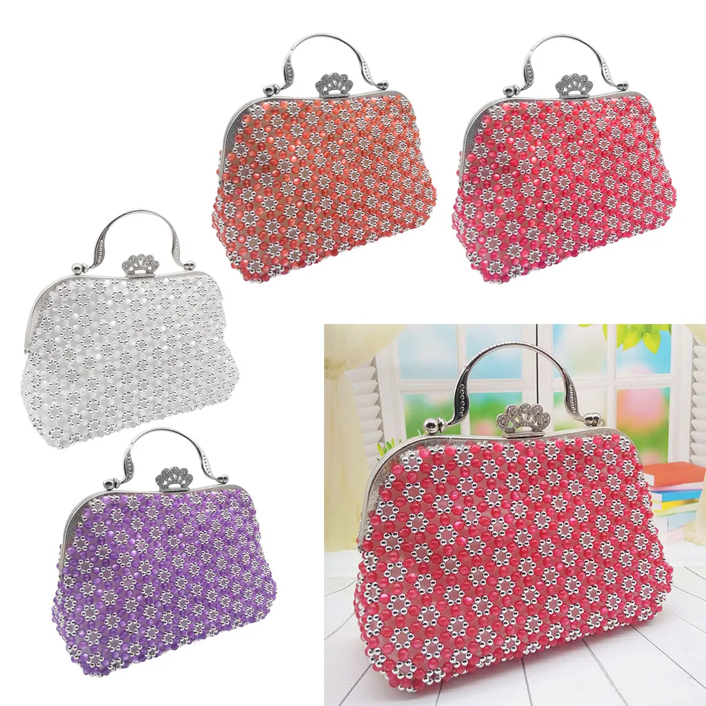 DIY Art& Crafts Flower Beaded Bag Kit Bead Handbag Making Supplies with Tools and Tutorial With Metal Purse Bag Frame