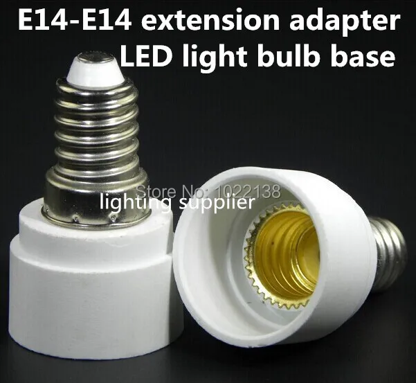 2pcs/lot E14 to E14 Light Bulb Base Extension Adapter Converter PC