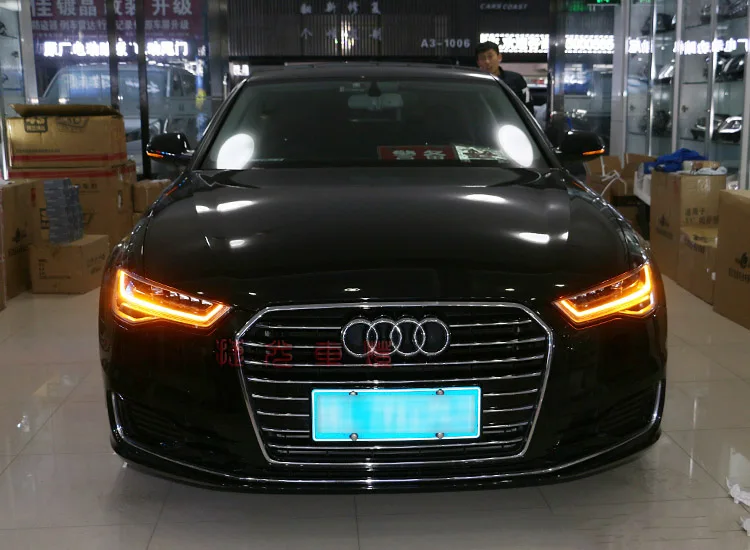 Автомобильный Стильный чехол для Audi A6L A6 фары 2012- фары светодиодный DRL Объектив двойной луч HID