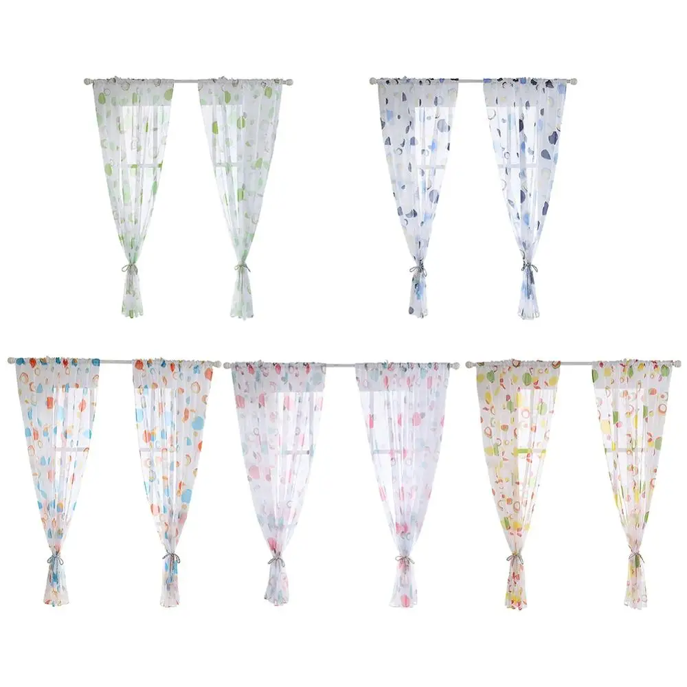 Cortinas de tul 3d impresas decoraciones de cocina tratamientos de ventana divisor de sala de estar americano cortina de gasa transparente Valance moderno