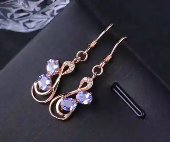 natural blue tanzanite drop earrings s925 silver Natural gemstone earring for women trendy Elegant fine drop earrings party