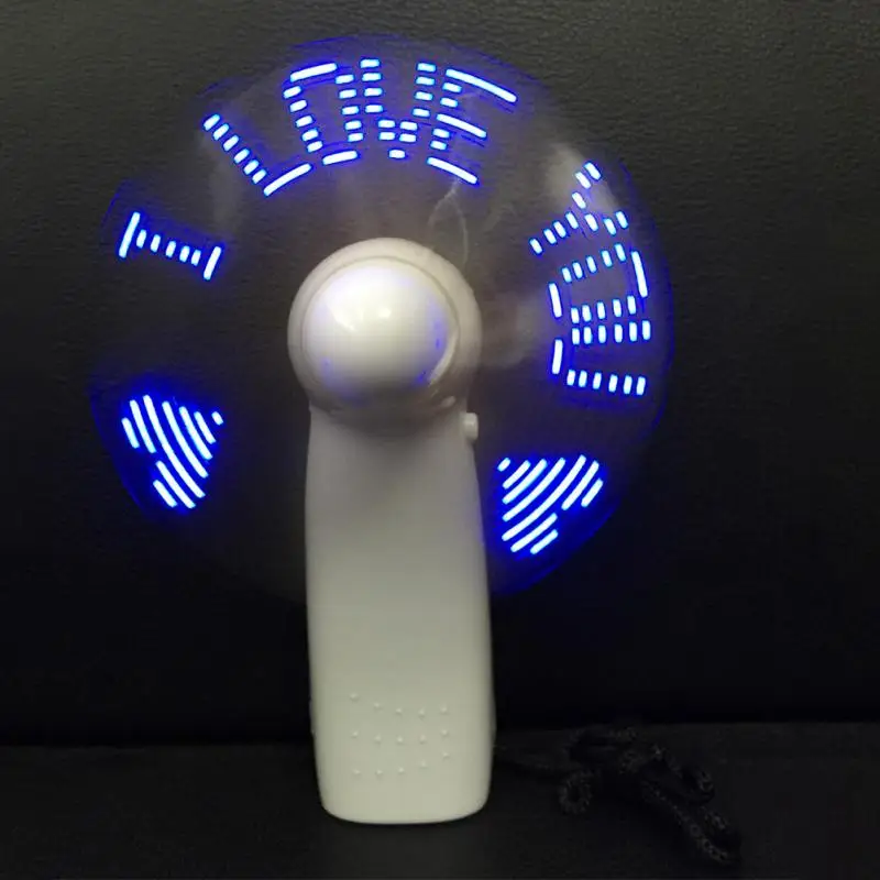 Уникальный портативный светодиодный мини-вентилятор с узором «любовь», супер бесшумный вентилятор на батарейках, настольный мини-вентилятор для путешествий и офиса#0606