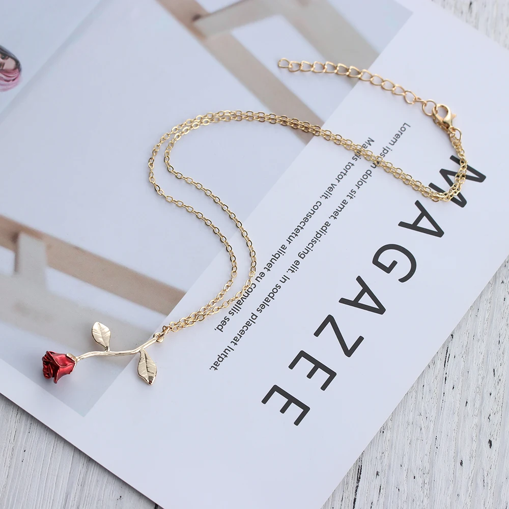 Женское Ожерелье чокер с красной розой|womens choker|necklace bohoflower pendant necklace |
