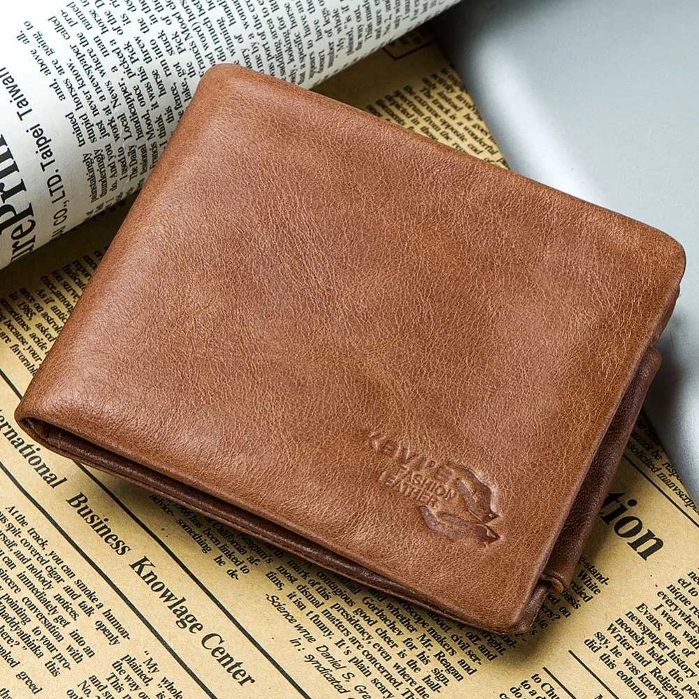 KAVIS Trifold дизайн держатель для карт из натуральной кожи мужской кошелек портмоне портфель Perse Walet Id Card чехол