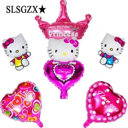 Воздушные шары hello kitty из фольги, Детские Классические игрушки, украшения для дня рождения, Воздушный баллон, 6 шт./компл./комплект