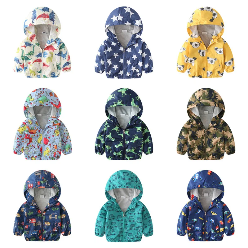 

HSSCZL girls jackets 2019 spring autumn kids baby infant coat children's clothing boy dinosaur jacket cartoon windproof jacket