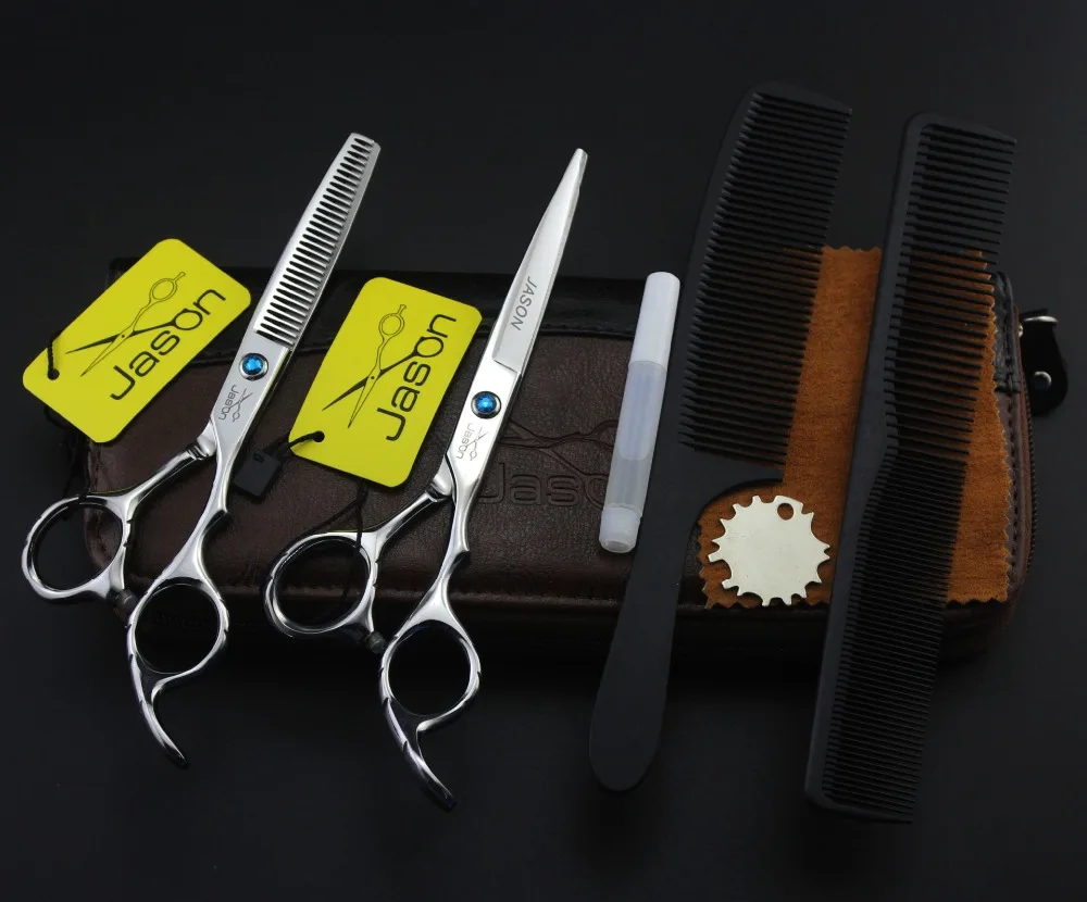 ФОТО JASON 5.5 incn 6 inch Professional Hair Scissors Set Hairdressing Scissors Barber Hair Cutting Scissors Shears tijeras peluquero