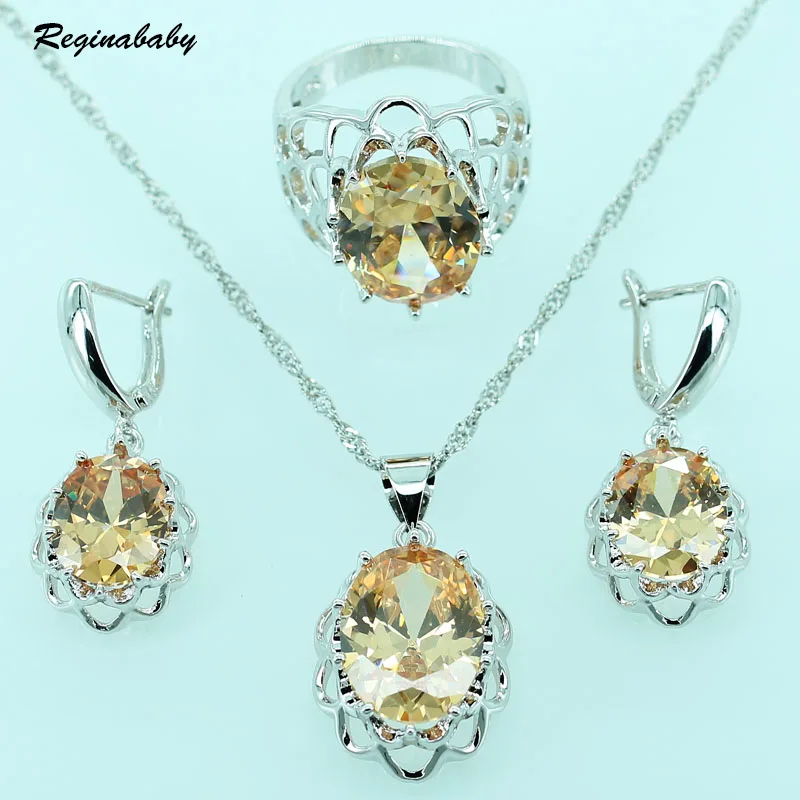 Reginababy цветочные корзины в форме серебряный цвет оранжевый Morganite Ювелирные наборы