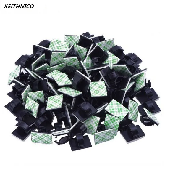 

KEITHNICO 100pcs Adhesive Car Cable Clips Cable Winder Drop Wire Tie Fixer Holder Organizer Management Desk Wall Cord Clamps