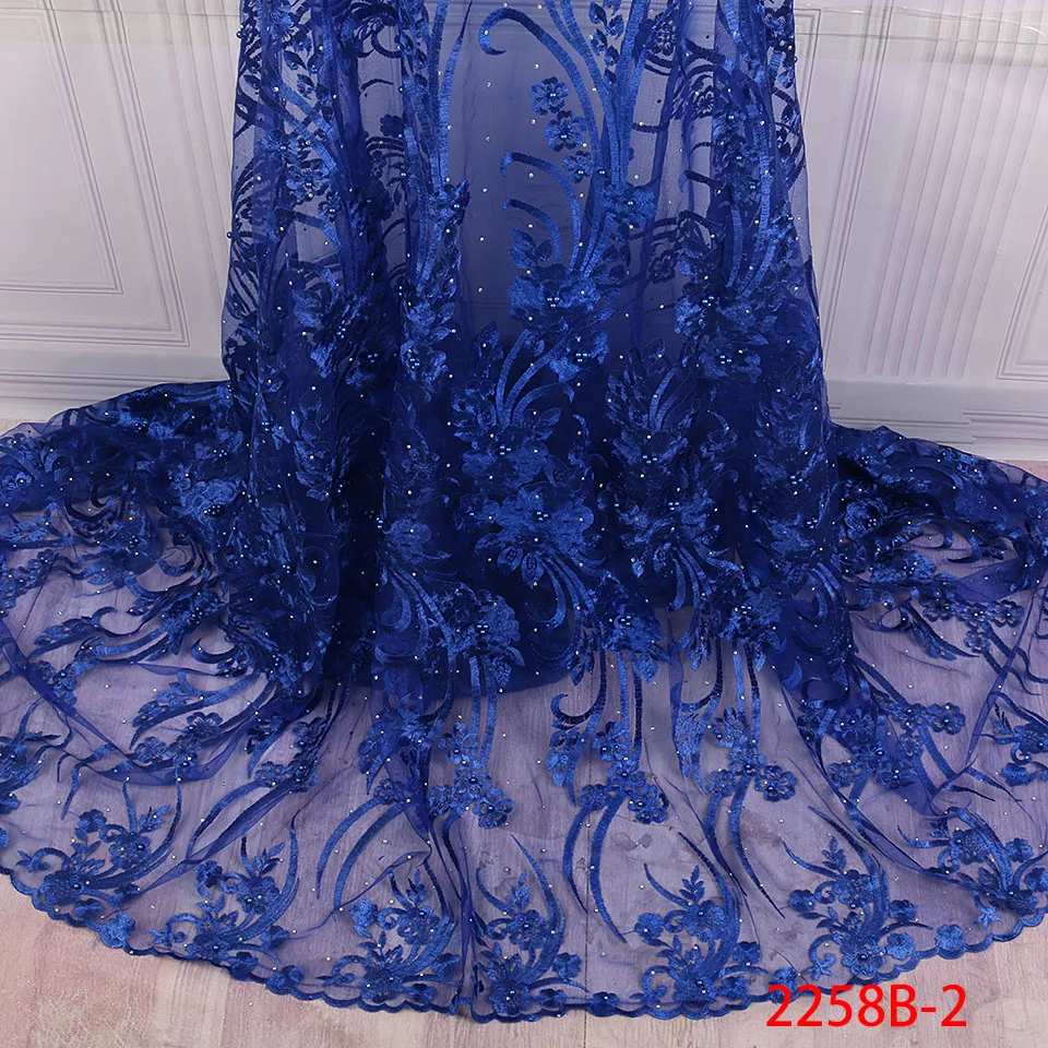 Африканская нигерийская кружевная ткань высокое качество вышитый тюль кружевная ткань с бисером камни гипюр кружевная отделка платье QF2258B-1