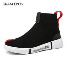 GRAN EPOS 2019 new autumn High Top Men Casual Shoes Slip On Male Fashion Striped Footwear Couples Sock Shoes Mens botas mujer