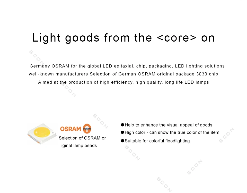 SCON 12 Вт потолочный светильник с 1 шт. водителями водонепроницаемый CRI Ra> 85 OSRAM 960Lm для офиса, супермаркета коммерческий внутренний светильник