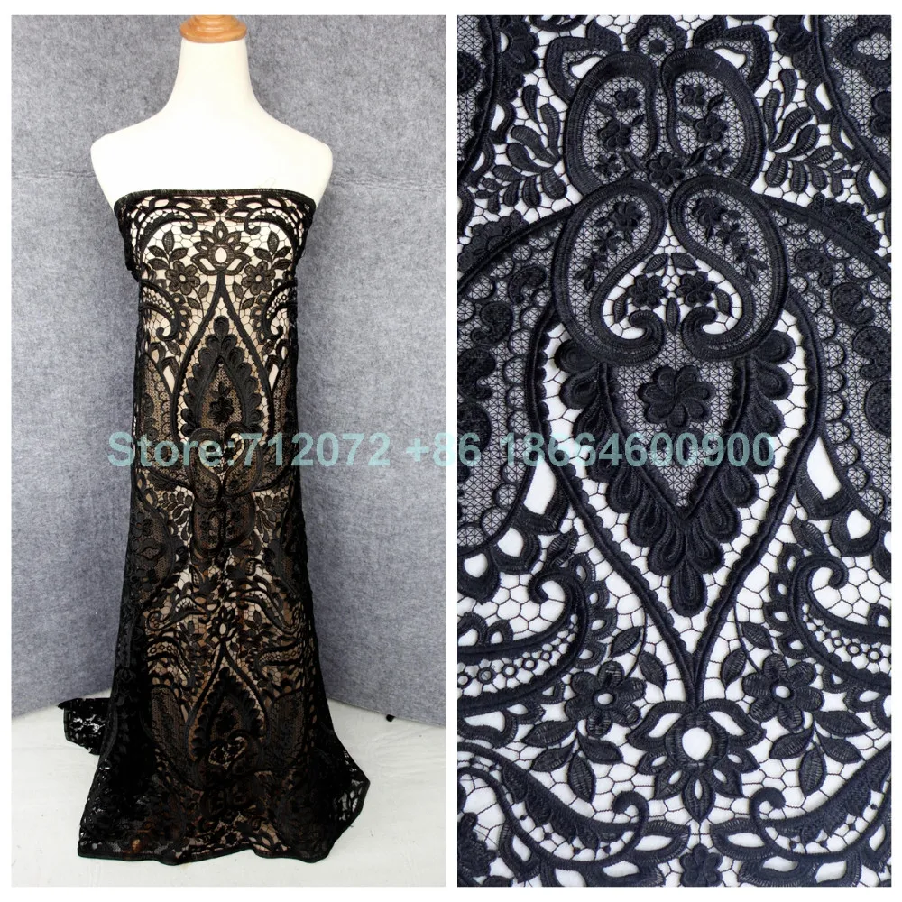 La Belleza белый/черный полые вышитые свадебные/вечернее платье/одежда кружевной ткани 1 ярд