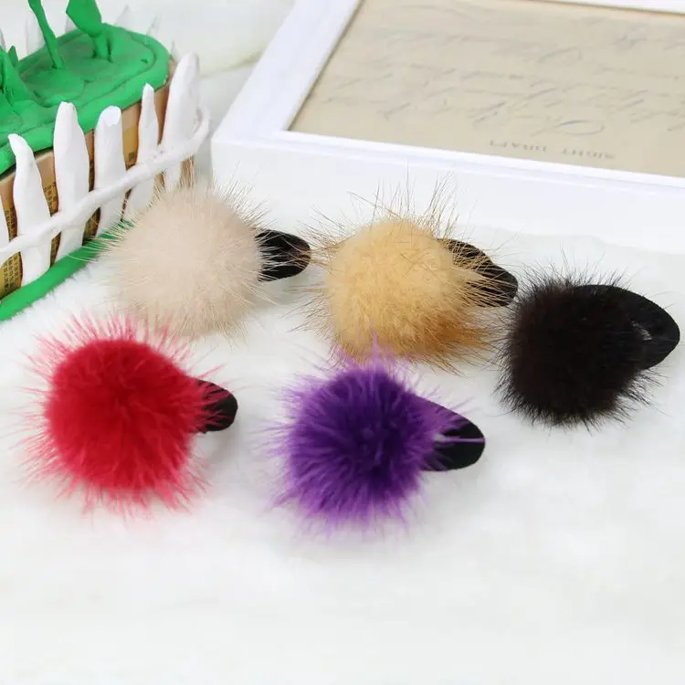 

donut hair Pom Pom Ball scrunchy hair band girl women elastic hair bobbles fur 3.5cm pompon Hair ties Accessories 100pcs GR123