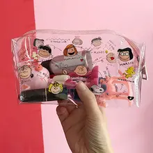 Прозрачная женская косметичка с милым рисунком из мультфильма, косметичка из ПВХ на молнии, косметичка для путешествий, органайзер для туалетных принадлежностей, красивый чехол-держатель