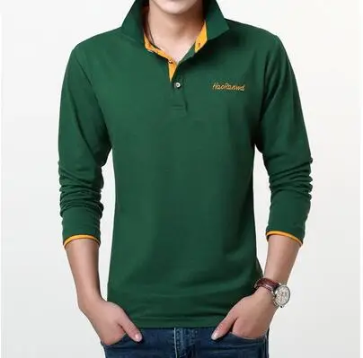 MarKyi, модные мужские рубашки поло с вышитым логотипом, брендовые 23 Цвета, повседневные рубашки поло с длинным рукавом для мужчин, Размер 3xl - Цвет: green and orange