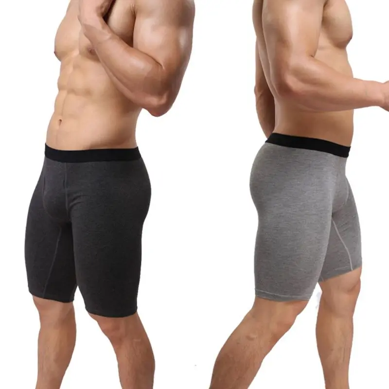Мужские быстросохнущие Спортивные Компрессионные шорты размера плюс, дышащие хлопковые боксеры со средней посадкой, с мешочком