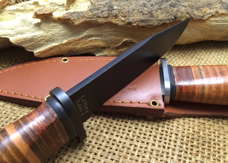 Новейший охотничий KA-BAR OLEAN NY USN MK1 фиксированный нож 7CR17Mov Лезвие сталь+ кожаная ручка тактический нож EDC инструмент для кемпинга