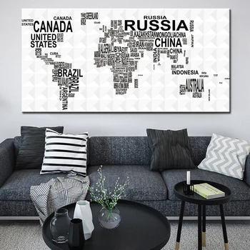 

World Map of Countries by Name Decorative Painting Posters and Prints Wall Art Canvas Pictures for Living Room Nordic Decor