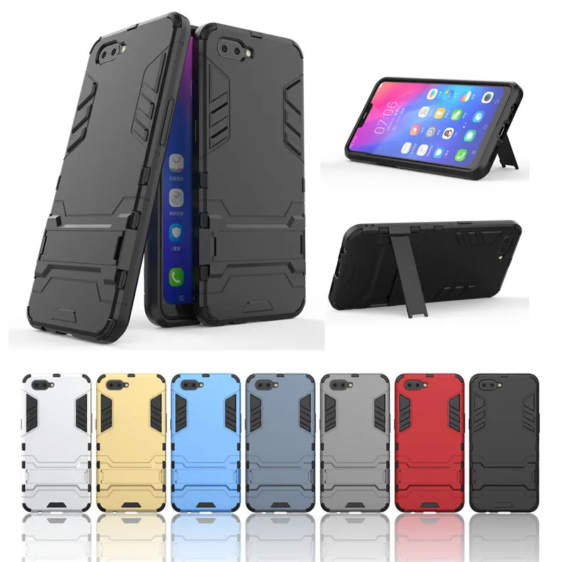 

For OPPO A5 2 In 1 Bracket Iron Man Mobile Phone Case for A3S Indian Version Armor Anti-fall Protective Case