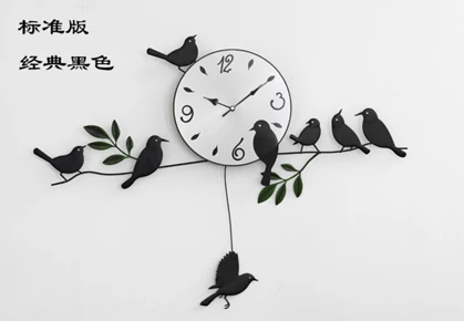 Настенные часы с птицей настенные часы украшение для дома Декор одиночные часы картина Морден дизайн птицы уникальный подарок ремесло t65 - Цвет: Черный