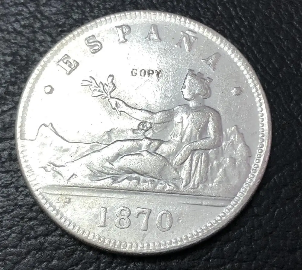

Spain 1870 5 Pesetas - Provisional Government silver plated Copy Dollar
