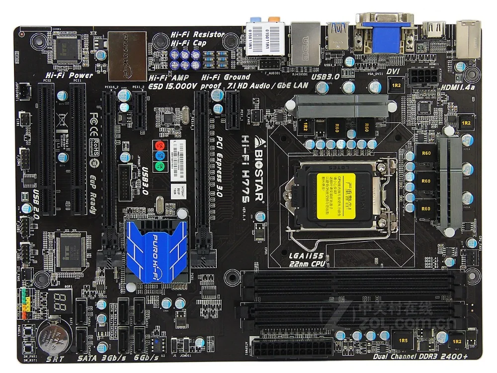 Biostar Hi-Fi H77S рабочего Материнская плата H77 LGA 1155 DDR3 для i7 i5 i3 22/32nm Процессор USB3.0 32 Гб SATA3 Материнские платы