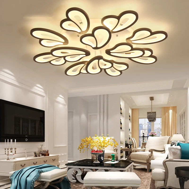 

Hot Remote dimming Brown Modern led Ceiling Lights For Living Room Bedroom Study Room Home Deco plafondlamp led Ceiling Lamp