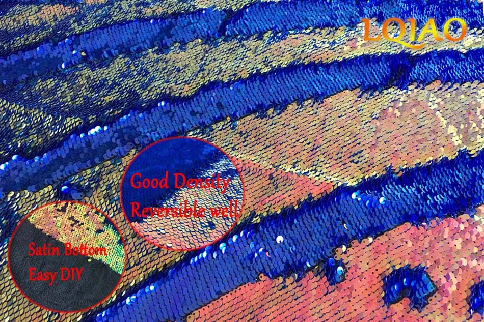 Высокого качества Радужный-Лазерная серебряная ткань с обратимой блестки Русалочка рыбий чешуя раскладушка блесток ткань для платья/бикини/подушки - Цвет: FluorescentGold-Blue