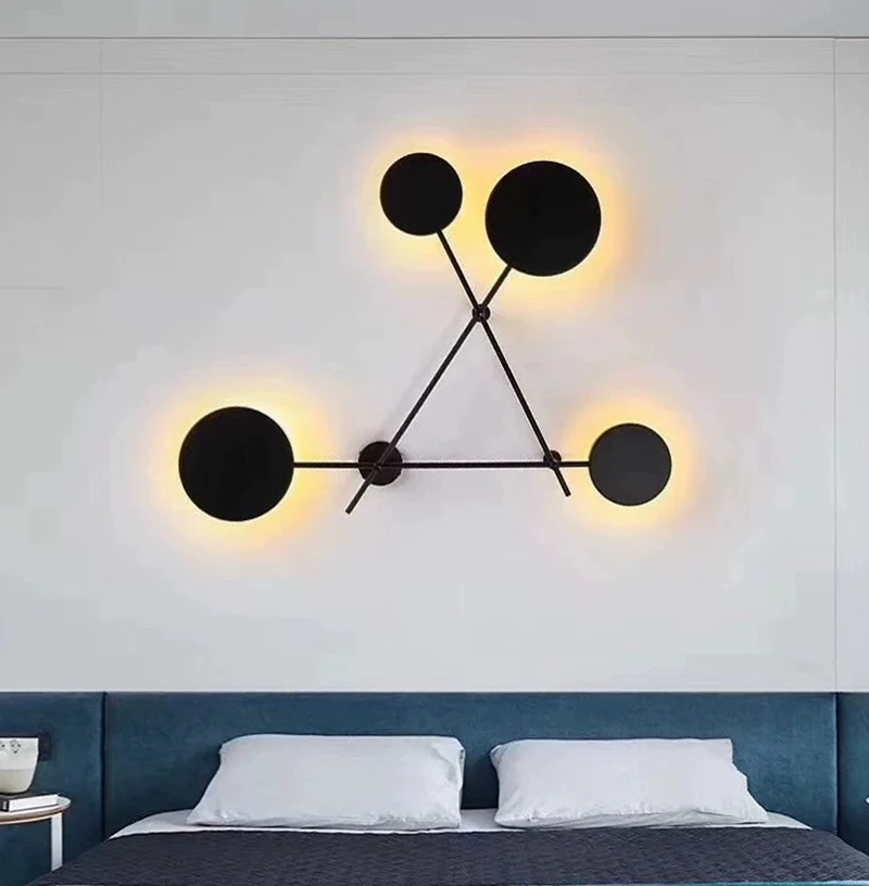 Modern Nordic Round LED Wall Lamp Bedroom Bedside Corridor Staircase Living Room Light Creative Indoor Loft Home Decor Wall Lamp (10)