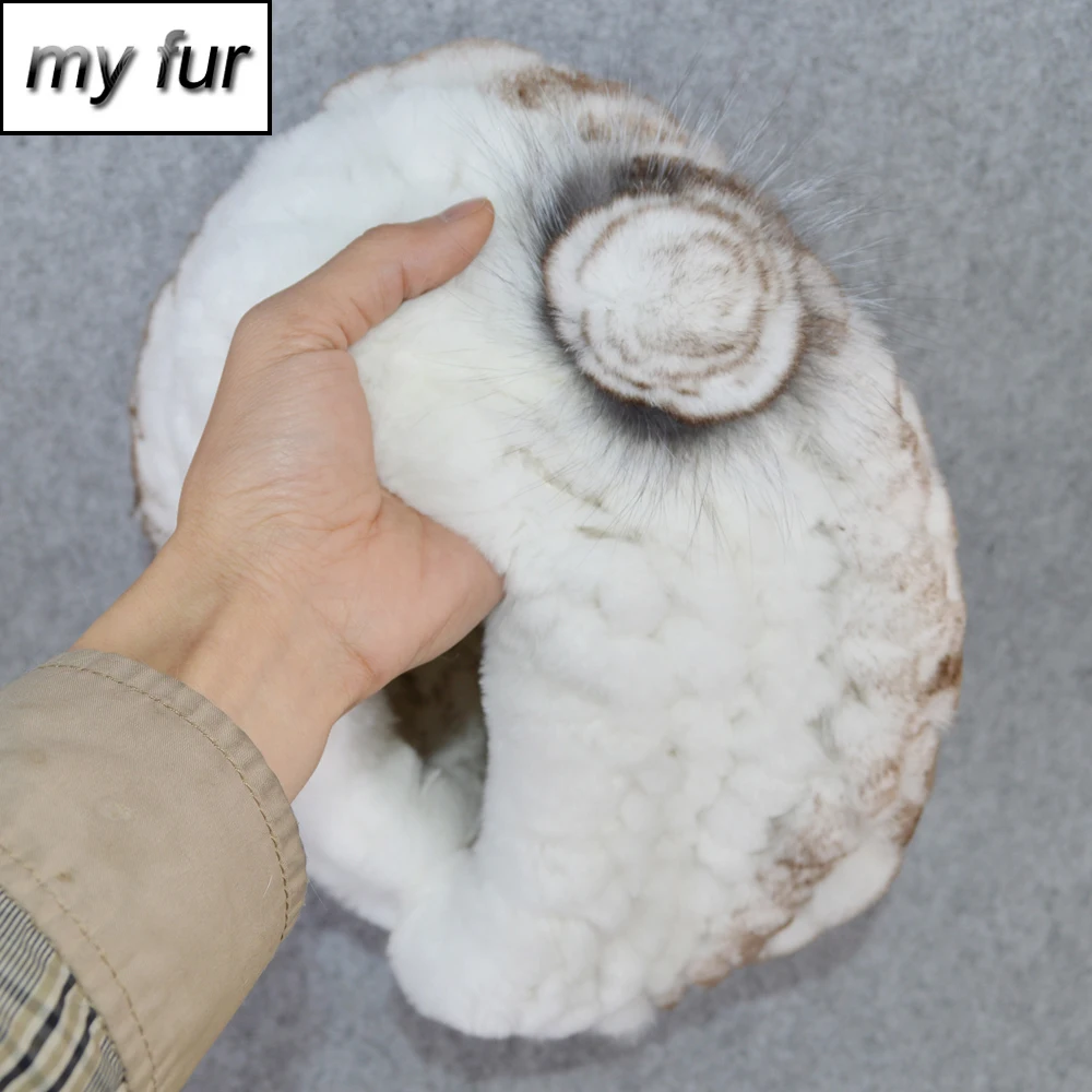 

Hot Sale Winter Women Natural Rex Rabbit Fur Skullies Hats Handmade Knitted Real Rex Rabbit Fur Cap Real Rabbit Fur Beanies Hat