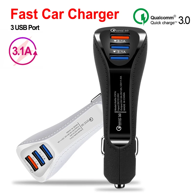 

3 Ports USB Car Charger Quick Charge 3.0 3 Ports 3.1A Mobile Phone Charger Adapter For Samsung Huawei iPhone Car-Charger QC3.0