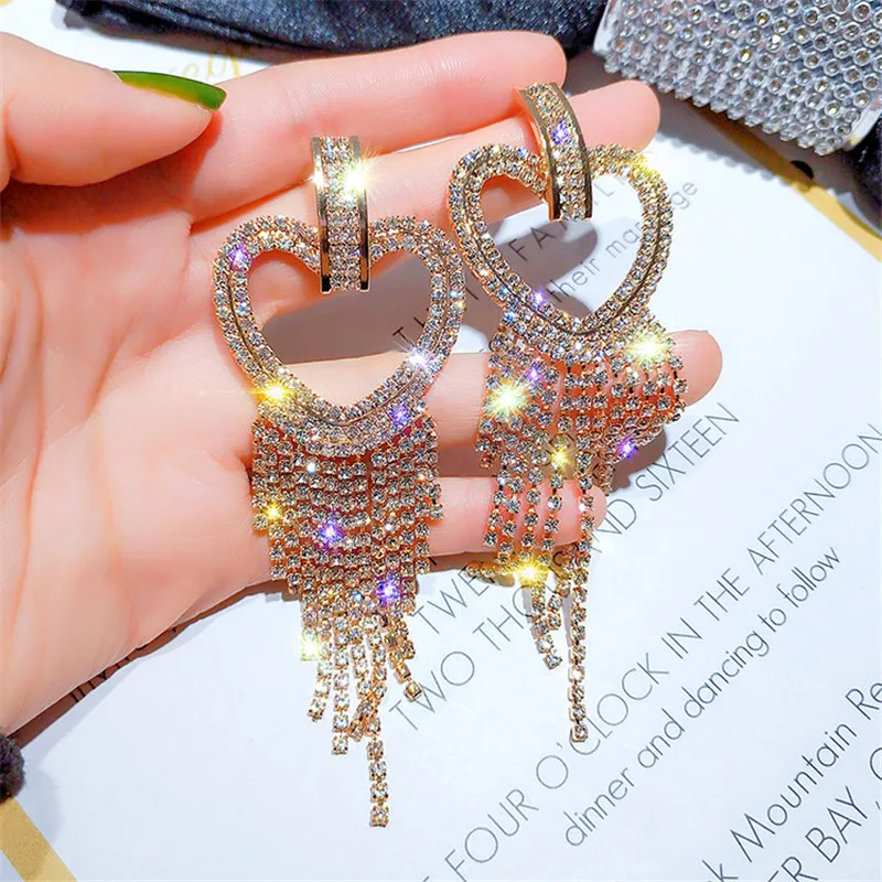 FYUAN блестящие стразы свисающие серьги для женщин 2019 Bijoux (украшения своими руками)