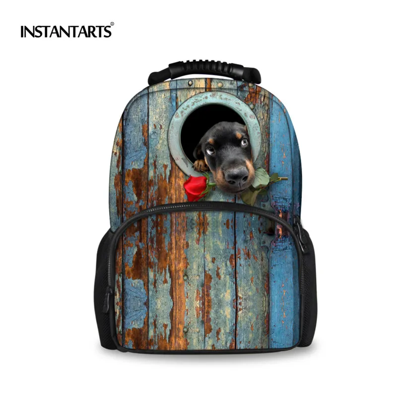 INSTANTARTS Preppy Style Children School Backpack Funny Animal Dog Bagpack for Teenege Boys Men Student Laptop Travel Backpacks
