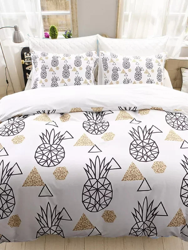 

Pineapple Flowers Bedding Set Polyester Plant Duvet Cover Set Flat Sheet Pillowcase Bed Sheet Sets Cove Pillow cover