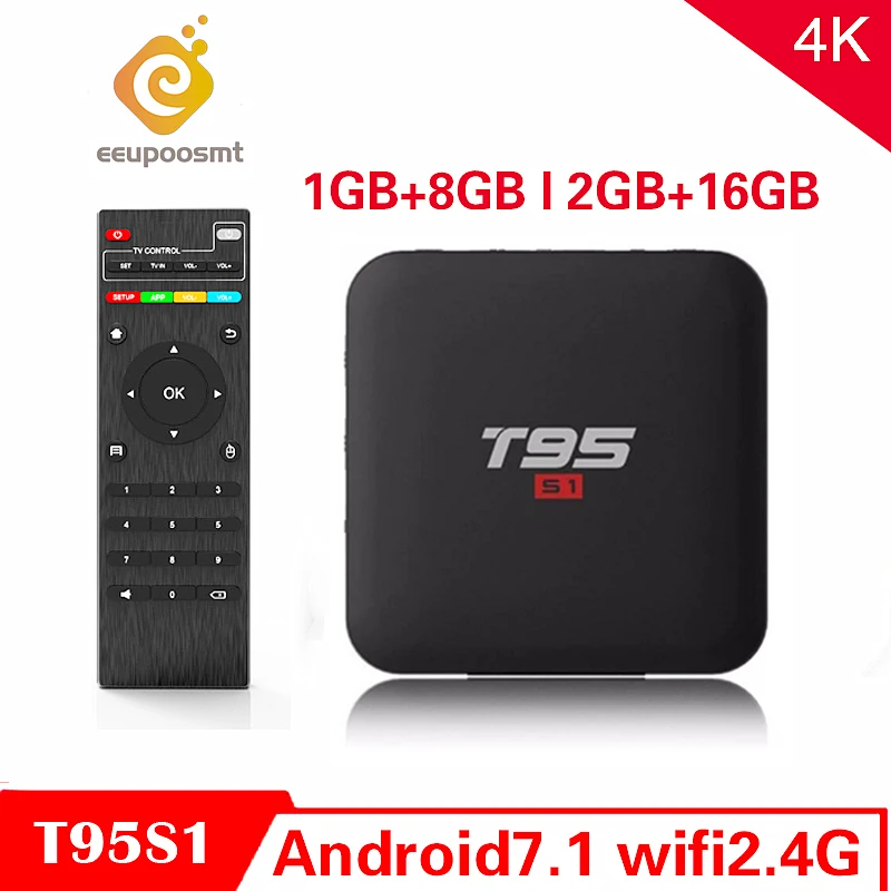 ТВ-приставка T95 S1 Amlogic S905W Android 7,1 2GB16GB Smart tv 4K H.264 HD медиаплеер T95S1 2,4G Wifi Беспроводная приставка PK X96min