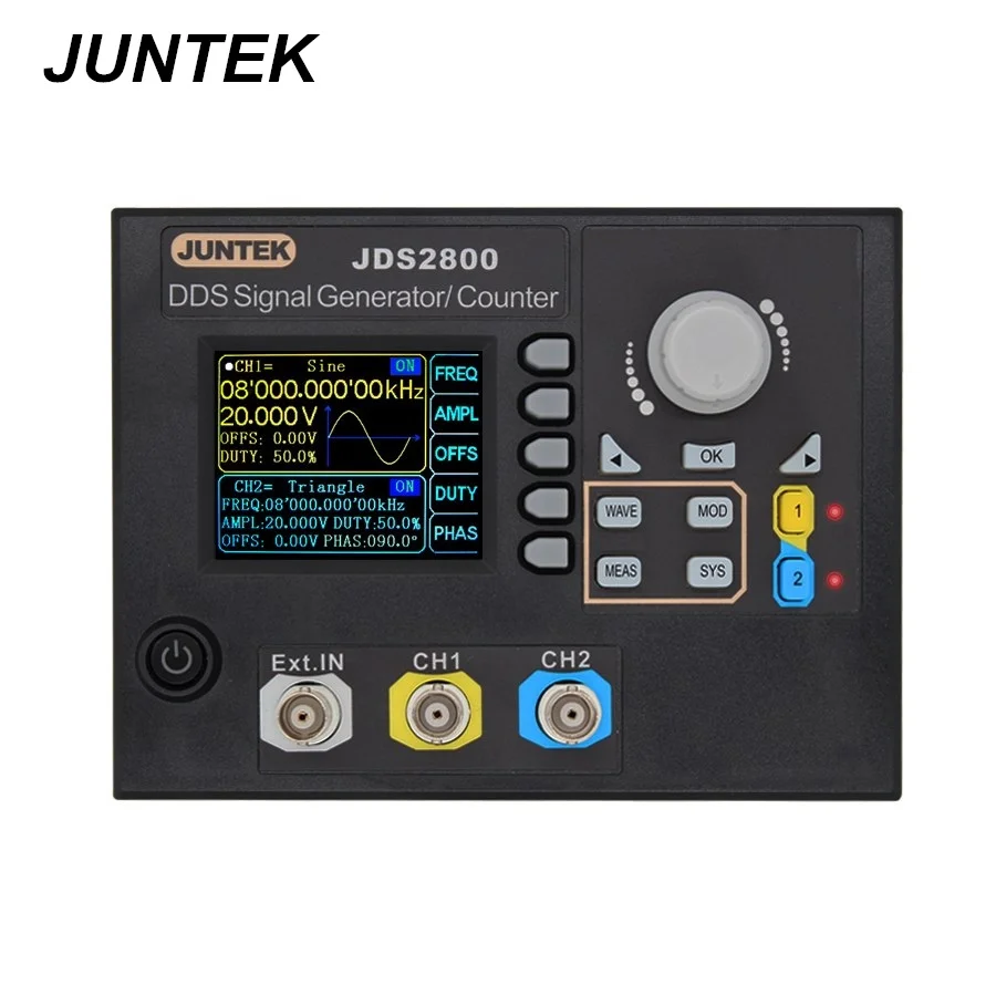 JUNTEK JDS2800-60M 60 МГц генератор сигналов цифровой контроль двухканальный DDS функция генератор сигналов частотомер произвольный