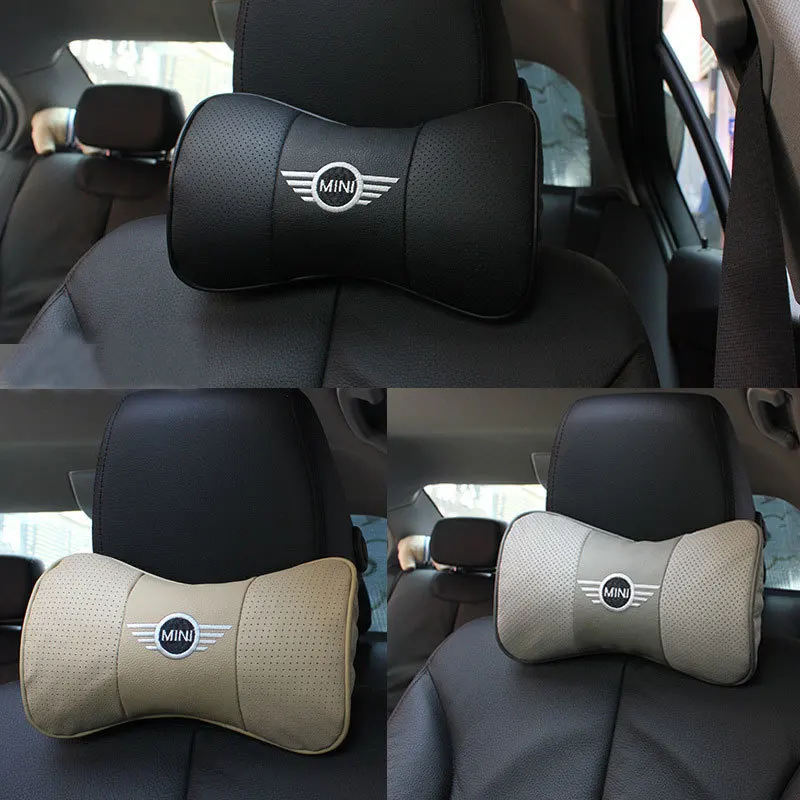 Leather Pillow 2 PCS Car Styling Leather Neck Pillow Head Pillow
