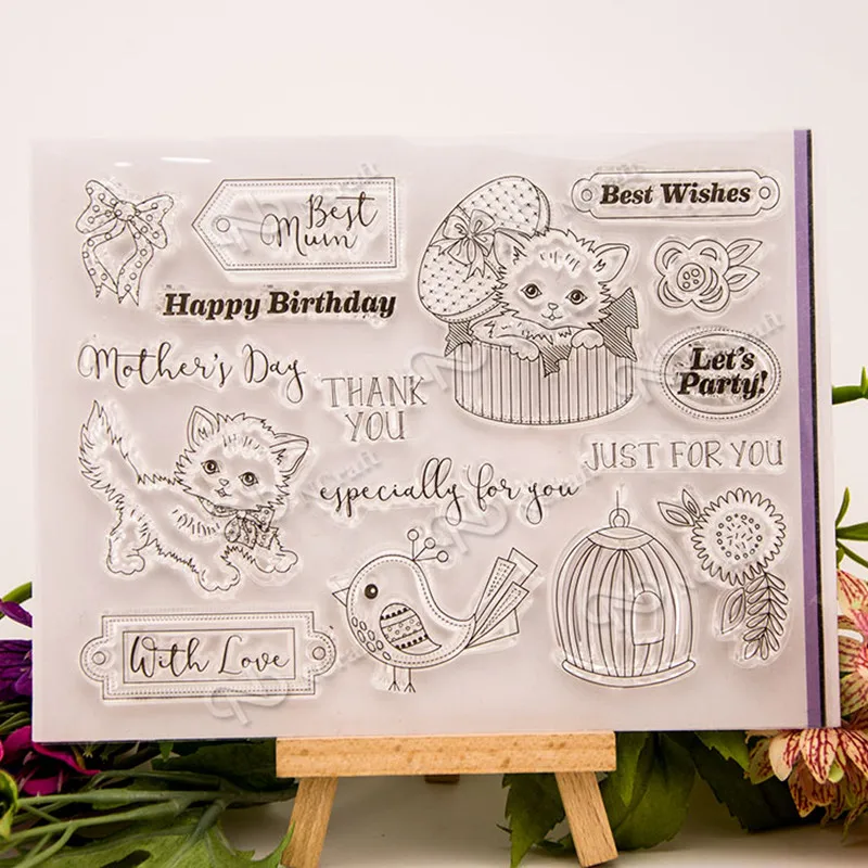 

Lovely cat design for children gift DIY scrapbook paper card rubber transparent clear stamp 17x13cm T-0218 free shipping