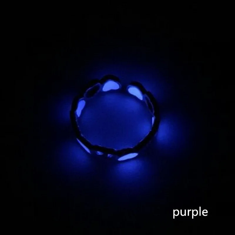 2017 Wholesale Glow In The Dark Ring Hollow Heart love Open Fluorescent Glowing Rings Adjustable