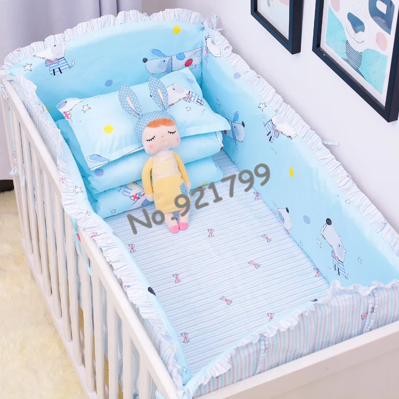 6pcs Cartoon Pink Flamingos Baby girl bedding Safe package bed 100% cotton beautiful crib bedding sets bed bumpers and Sheets
