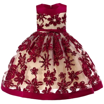 

2019 Summer Embroidery Princess Dress Elegant Costume Kids Dresses For Girls Children Clothing Party Wedding Dress 10 Year L5052