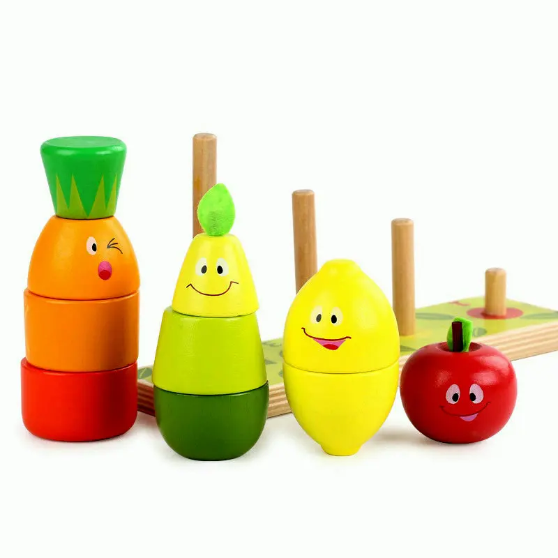 Free shipping Wood fruit intellectual building blocks enlighten children's toys, Fruit Pile Tower, Cartoon fruit puppet Baby toy Free shipping Wood fruit intellectual building blocks enlighten children's toys, Fruit Pile Tower, Cartoon fruit puppet Baby toy