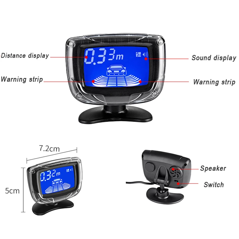 Parking Sensor Kit YASOKRO Car Parking Sensor Dual CPU LCD Display with switch 12V Auto Reverse Backup Sensor