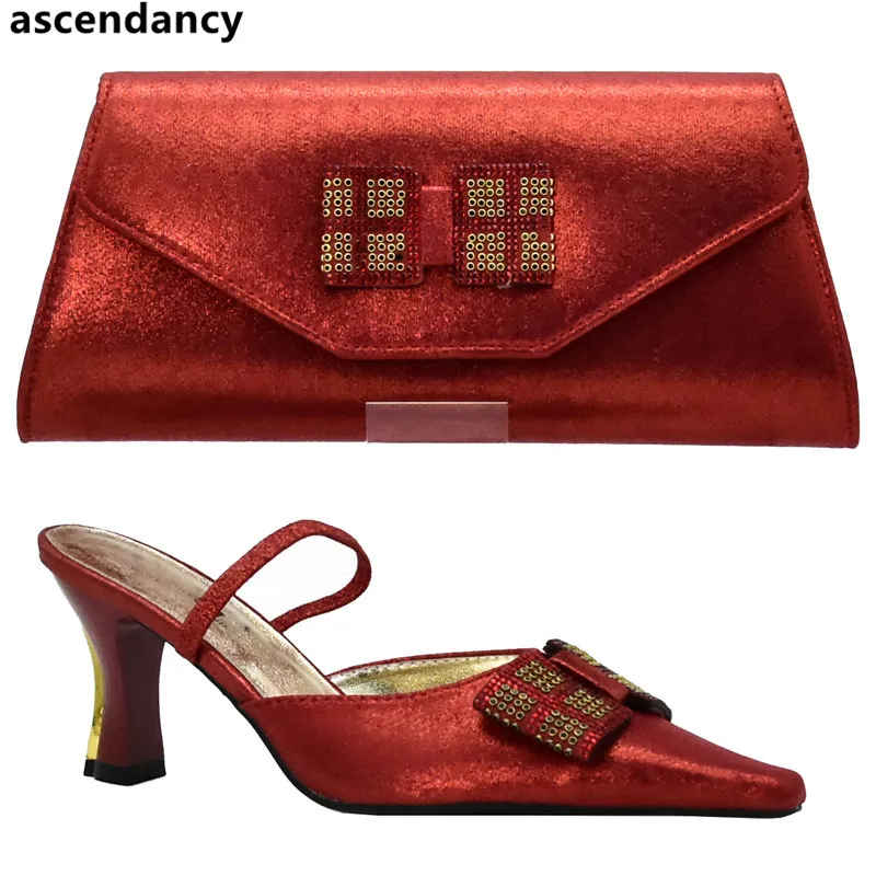 Latest Italian Ladies Shoes and Bags To Match Set Decorated with