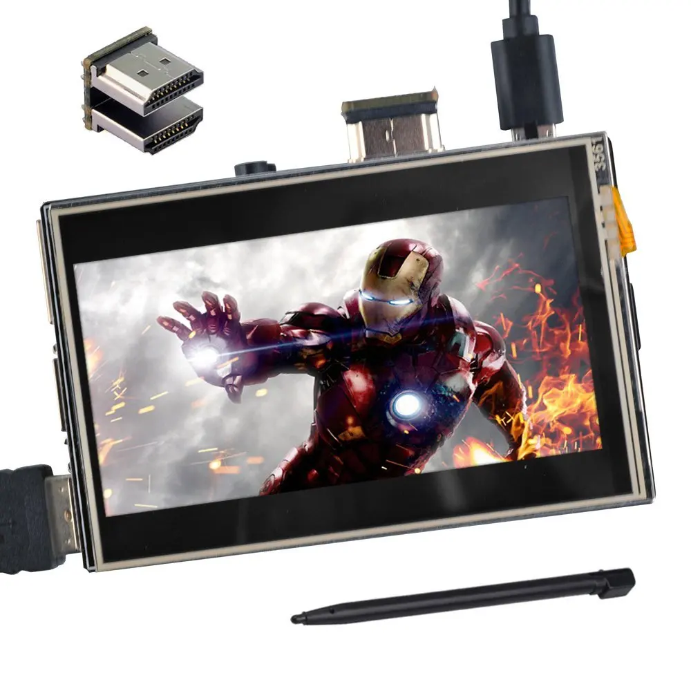 3,5 lcd HDMI USB сенсорный экран 320x480 до 1920x1080 ЖК-дисплей аудио с четким чехлом для Raspberry Pi 3 Pi 2(воспроизведение игрового видео